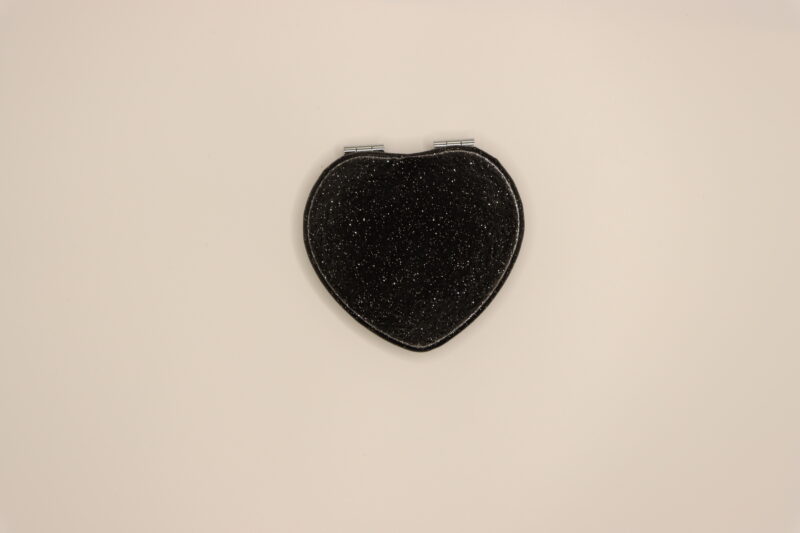 Black Glitter Heart-Shaped Makeup Mirror - Image 2