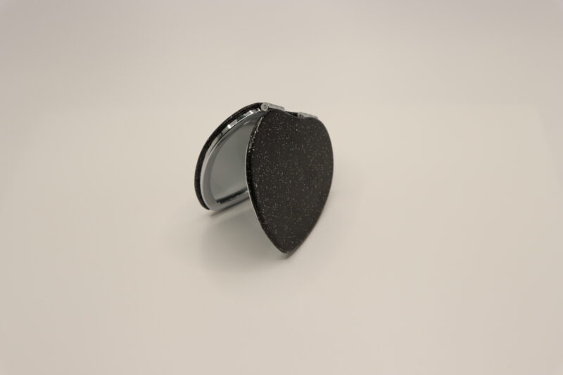 Black Glitter Heart-Shaped Makeup Mirror