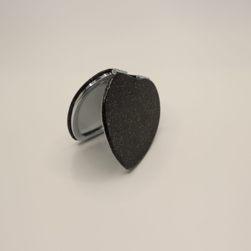 Black Glitter Heart-Shaped Makeup Mirror