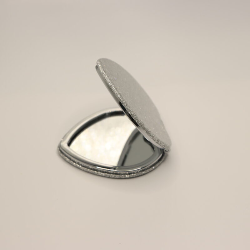 Silver Glitter Heart-Shaped Mini Makeup Mirror