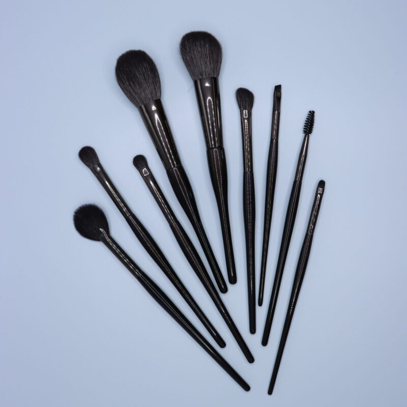 9-Pcs Black Portable Brush Set